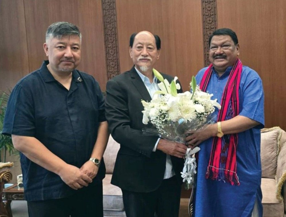 Nagaland CM Neiphiu Rio and Abu Metha with Union Minister Jual Oram. (Photo Courtesy: X)